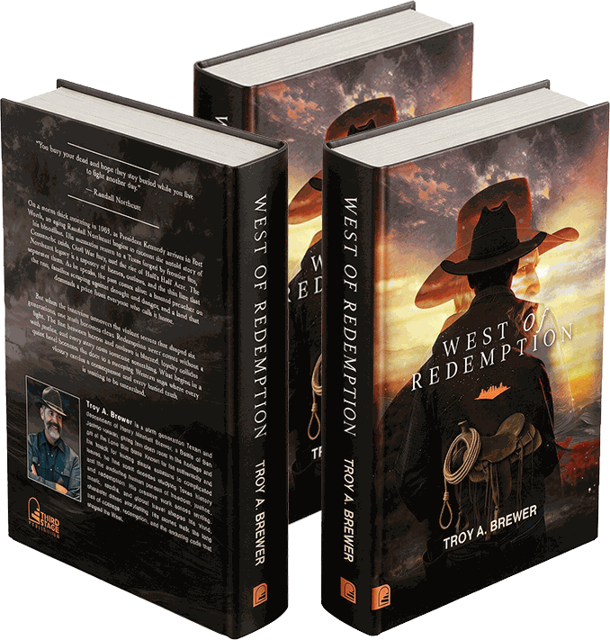 West of Redemption — hardcover, front, spine and back